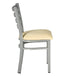 Chivari Silver Ladder Back Restaurant Chair with Ivory Vinyl Seat CLMSVIV-ZF-KT