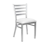 Silver Ladder Back Restaurant Chair with White Vinyl Seat