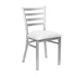 Silver Ladder Back Restaurant Chair with White Vinyl Seat