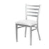 Silver Ladder Back Restaurant Chair with White Vinyl Seat