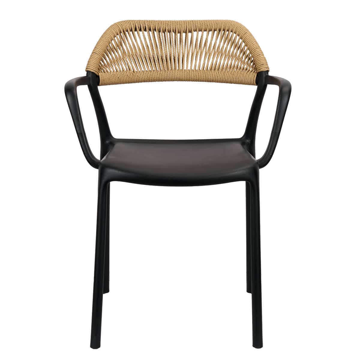 Chivari Black Linea Resin Chair with Beige Rattan Backrest CLRBLB-AX