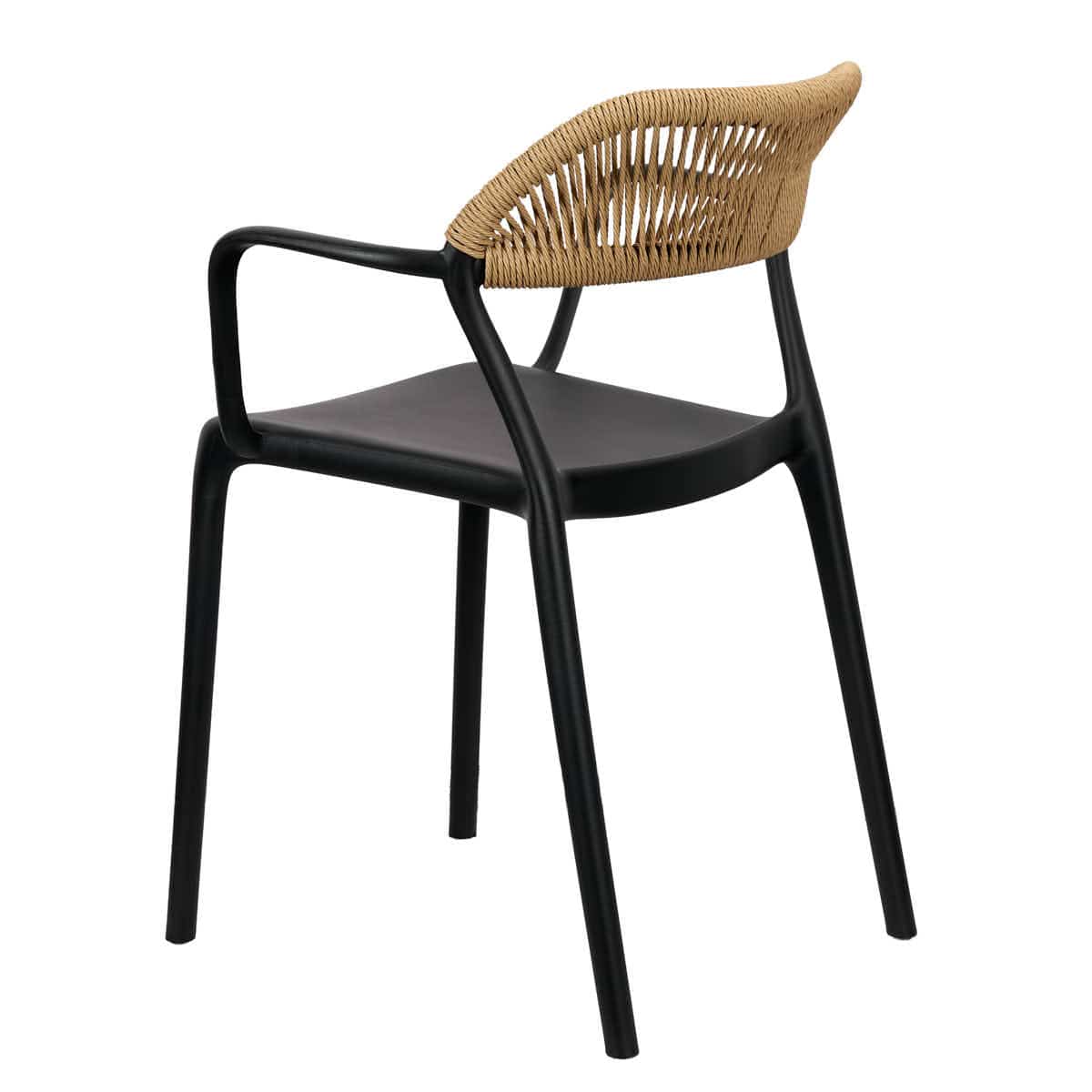 Chivari Black Linea Resin Chair with Beige Rattan Backrest CLRBLB-AX