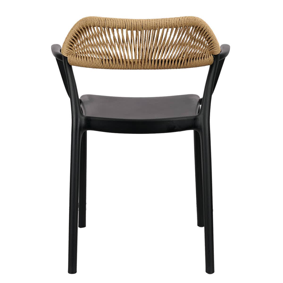 Chivari Black Linea Resin Chair with Beige Rattan Backrest CLRBLB-AX