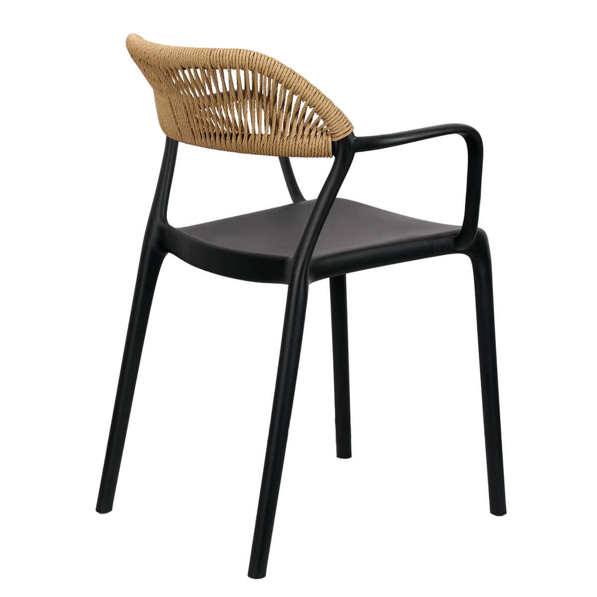 Chivari Black Linea Resin Chair with Beige Rattan Backrest CLRBLB-AX