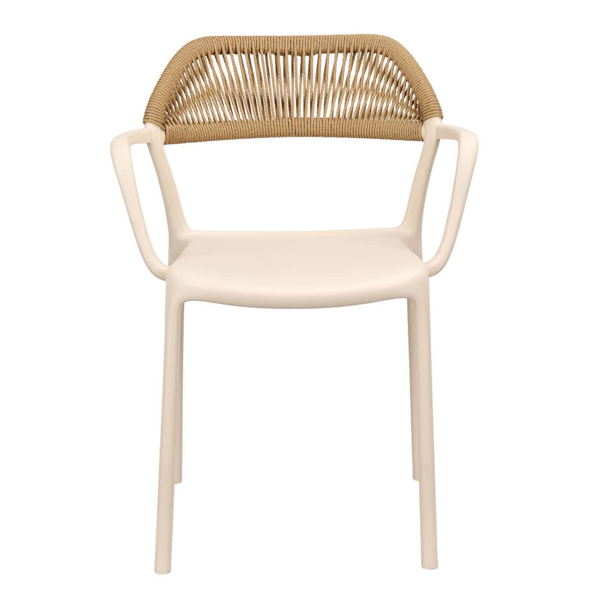 Chivari Off White Linea Resin Chair with Beige Rattan Backrest CLRWHB-AX