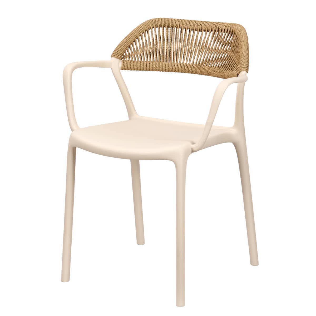 Chivari Off White Linea Resin Chair with Beige Rattan Backrest CLRWHB-AX