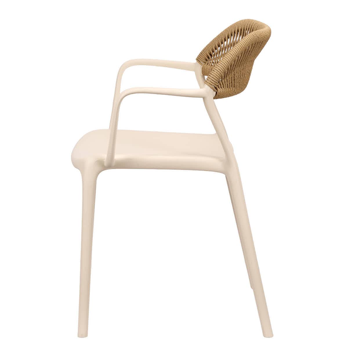 Chivari Off White Linea Resin Chair with Beige Rattan Backrest CLRWHB-AX