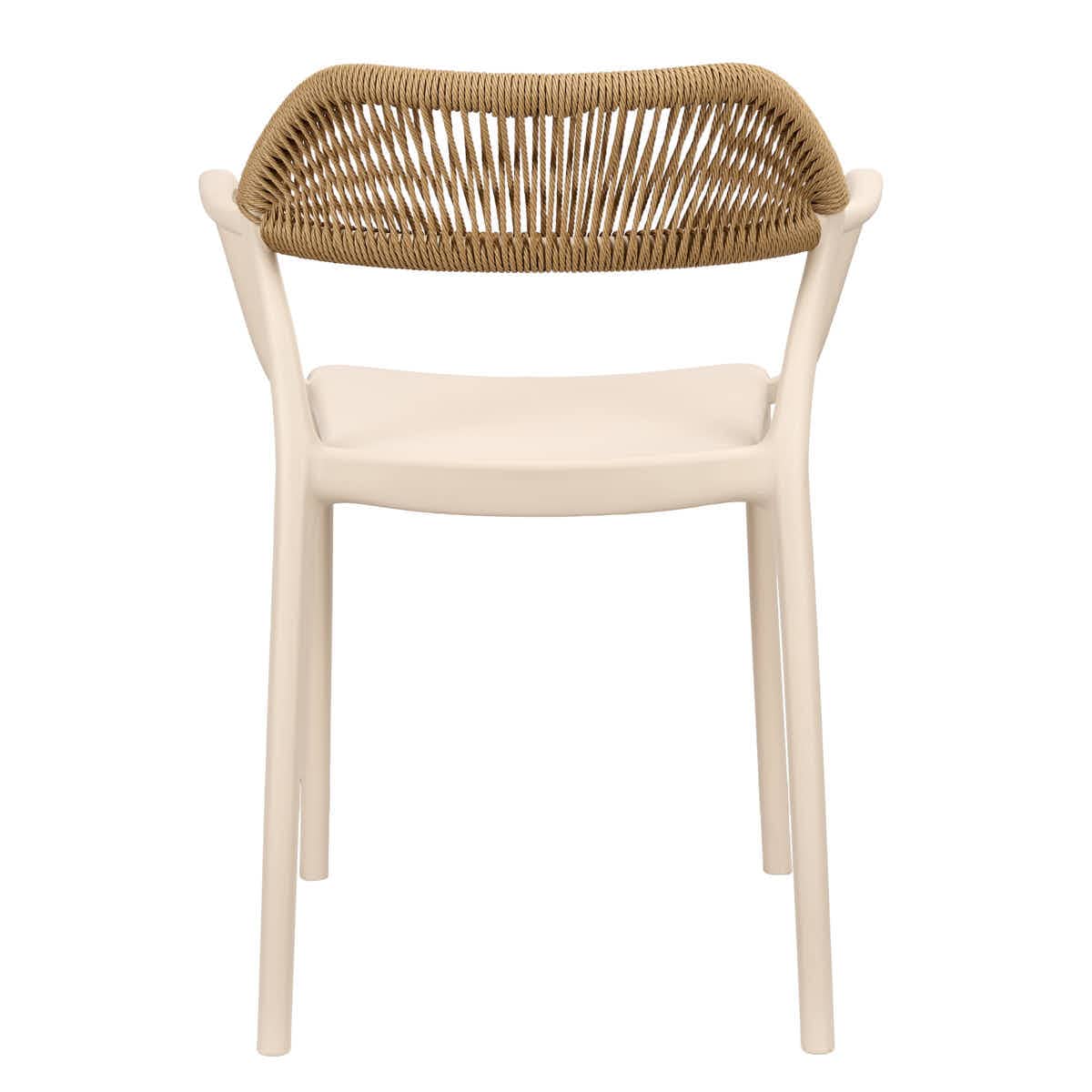Chivari Off White Linea Resin Chair with Beige Rattan Backrest CLRWHB-AX