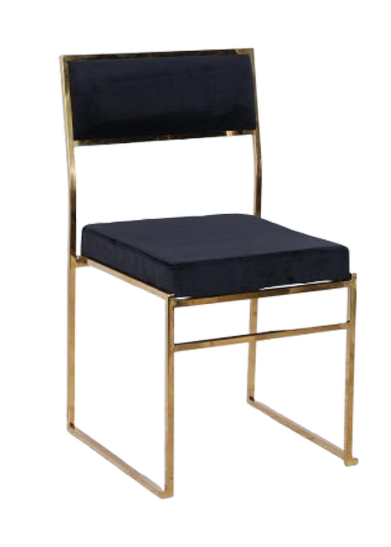 Chivari Melissa Chair in Gold Stainless Steel Frame with Black Cushion Seat and Back CMMG-B-KIT-AX