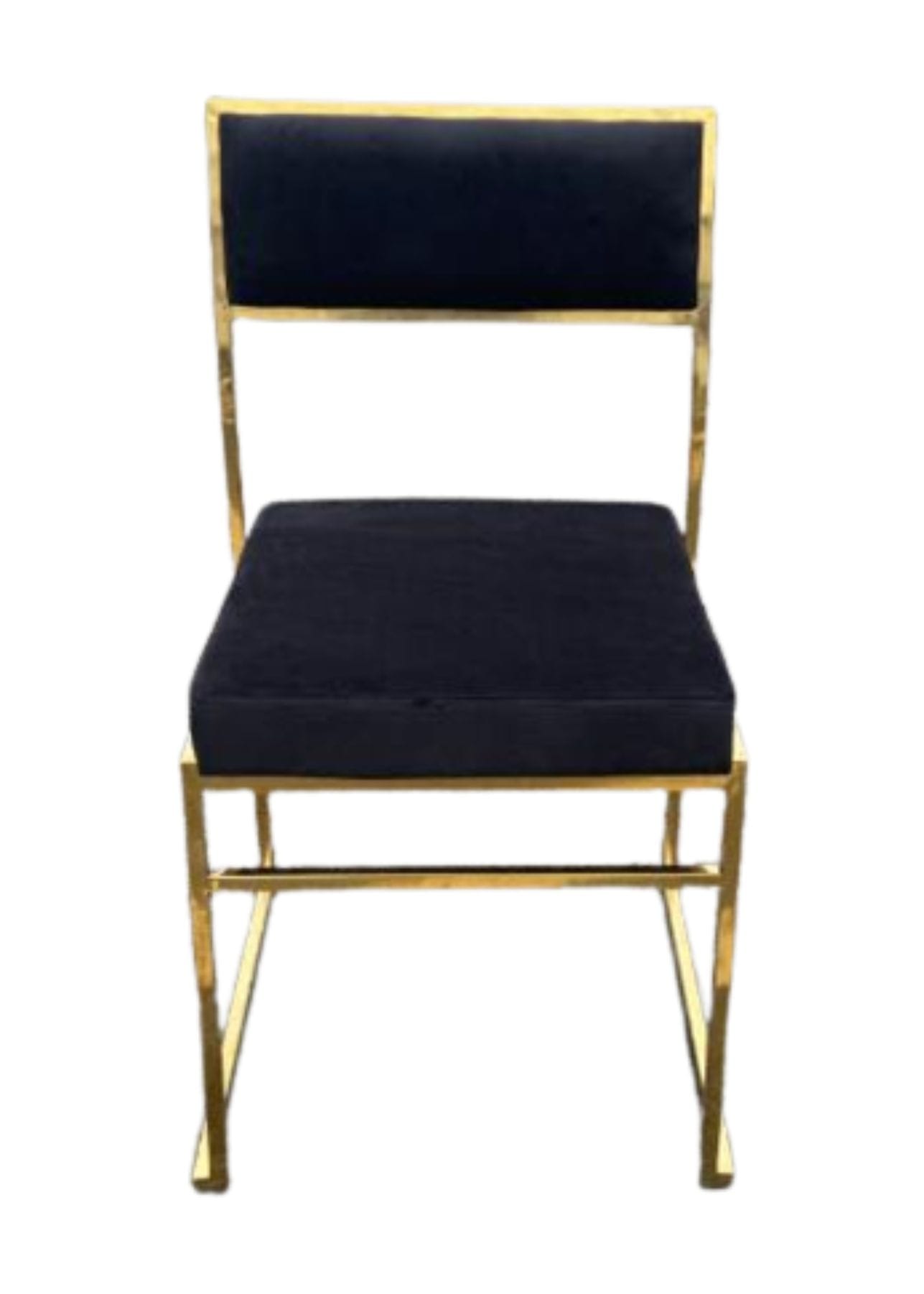 Chivari Melissa Chair in Gold Stainless Steel Frame with Black Cushion Seat and Back CMMG-B-KIT-AX