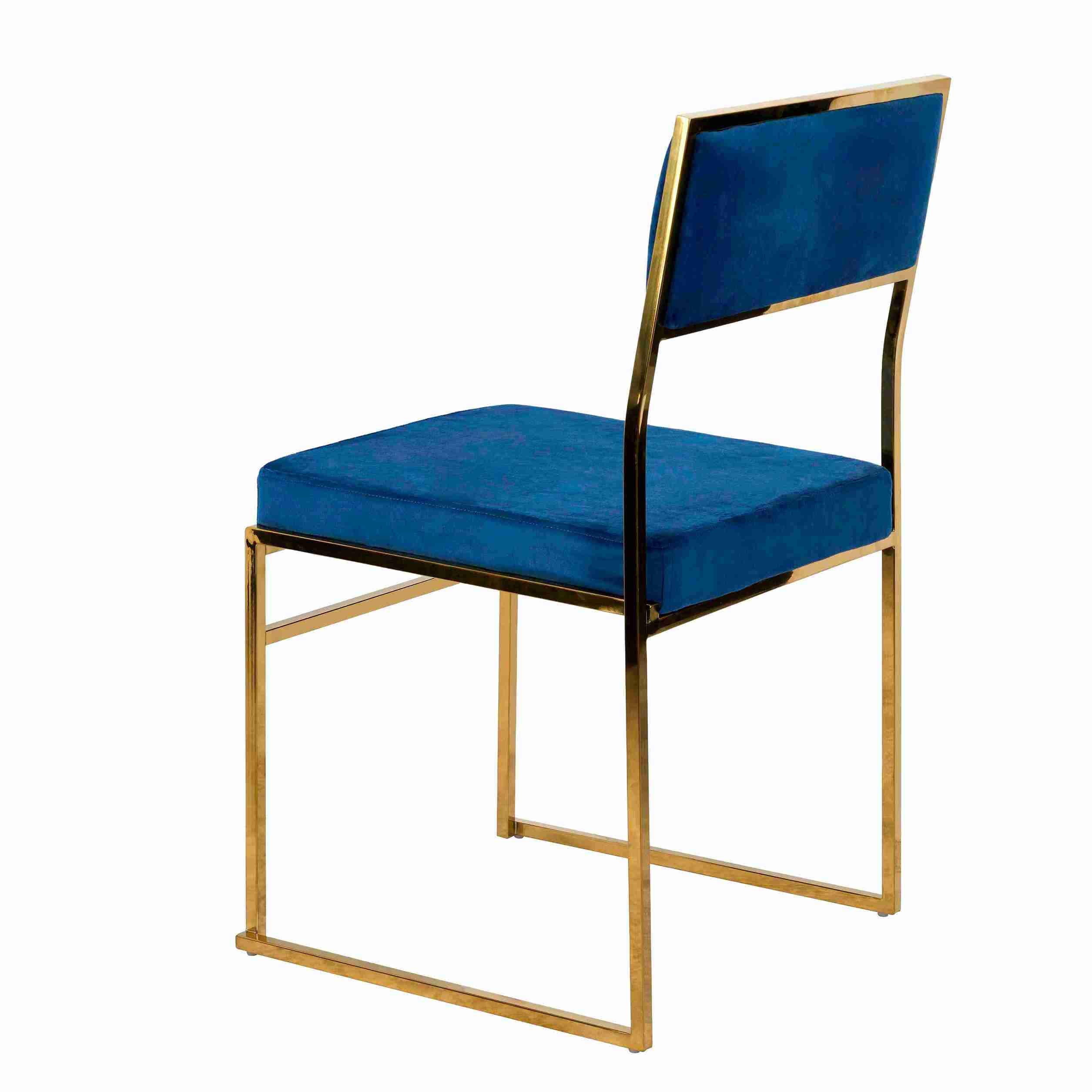 Chivari Melissa Chair in Gold Stainless Steel Frame with Blue Cushion Seat and Back CMMG-BLU-KIT-AX