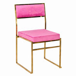 Melissa Chair in Gold Stainless Steel Frame with Fuchsia Cushion Seat and Back