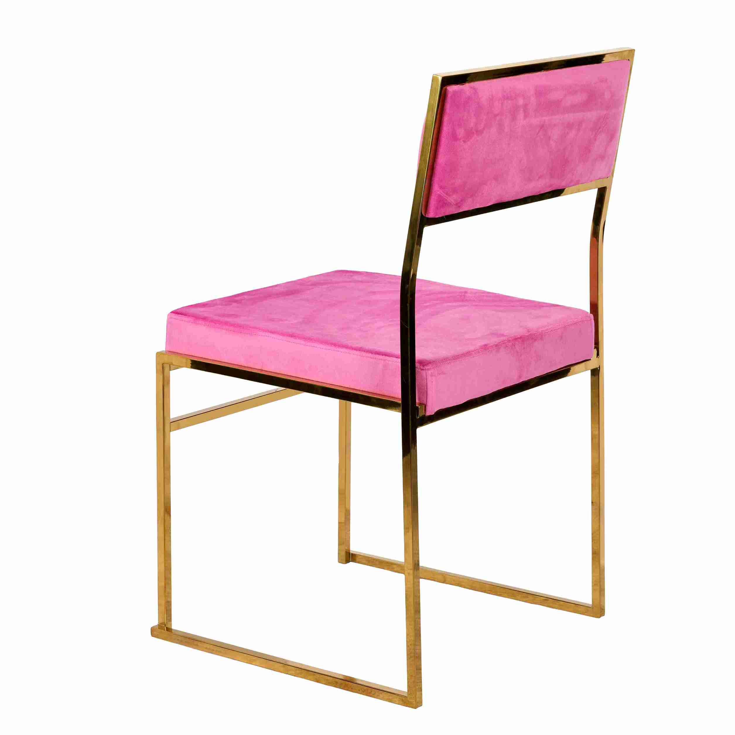 Chivari Melissa Chair in Gold Stainless Steel Frame with Fuchsia Cushion Seat and Back CMMG-FU-KIT-AX