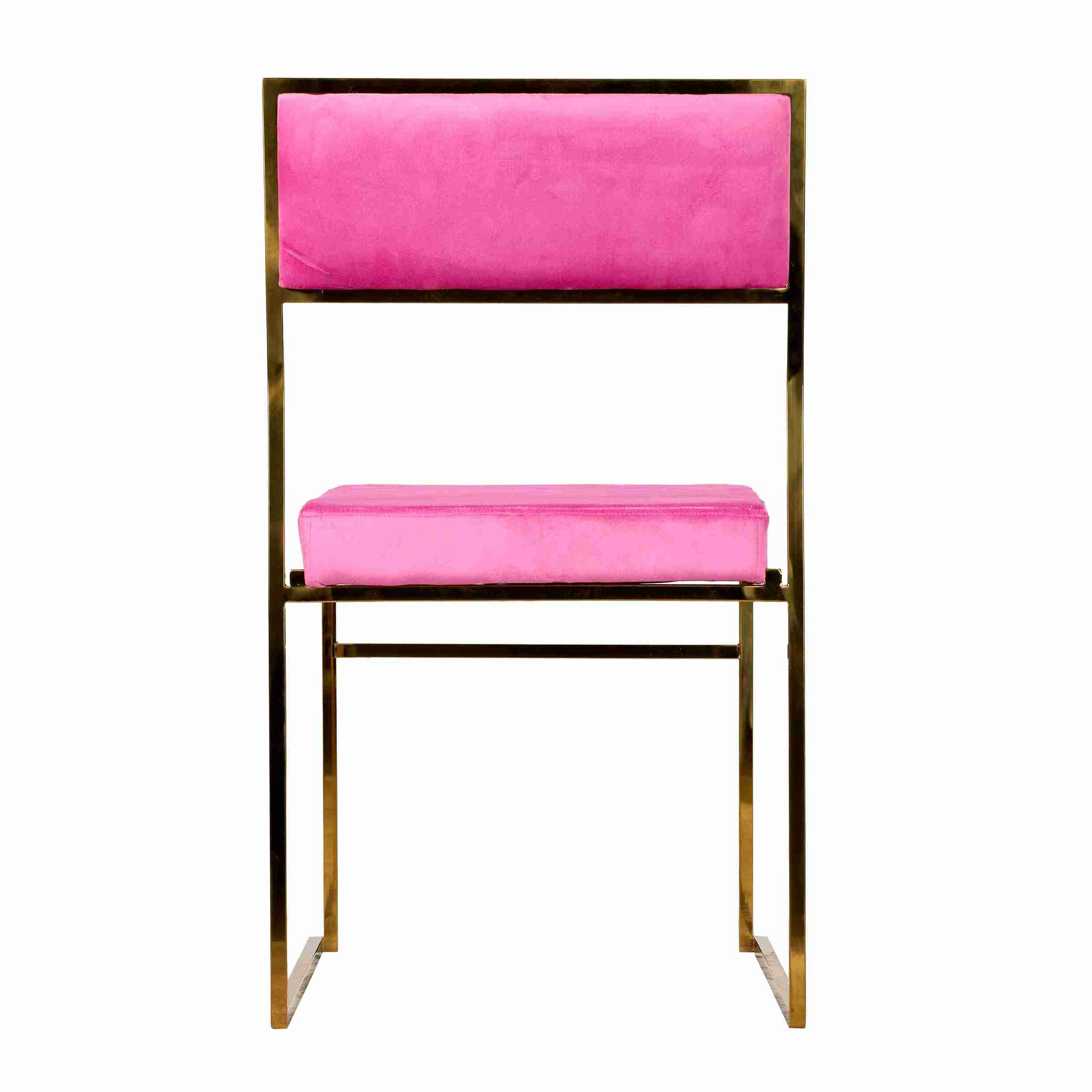Chivari Melissa Chair in Gold Stainless Steel Frame with Fuchsia Cushion Seat and Back CMMG-FU-KIT-AX