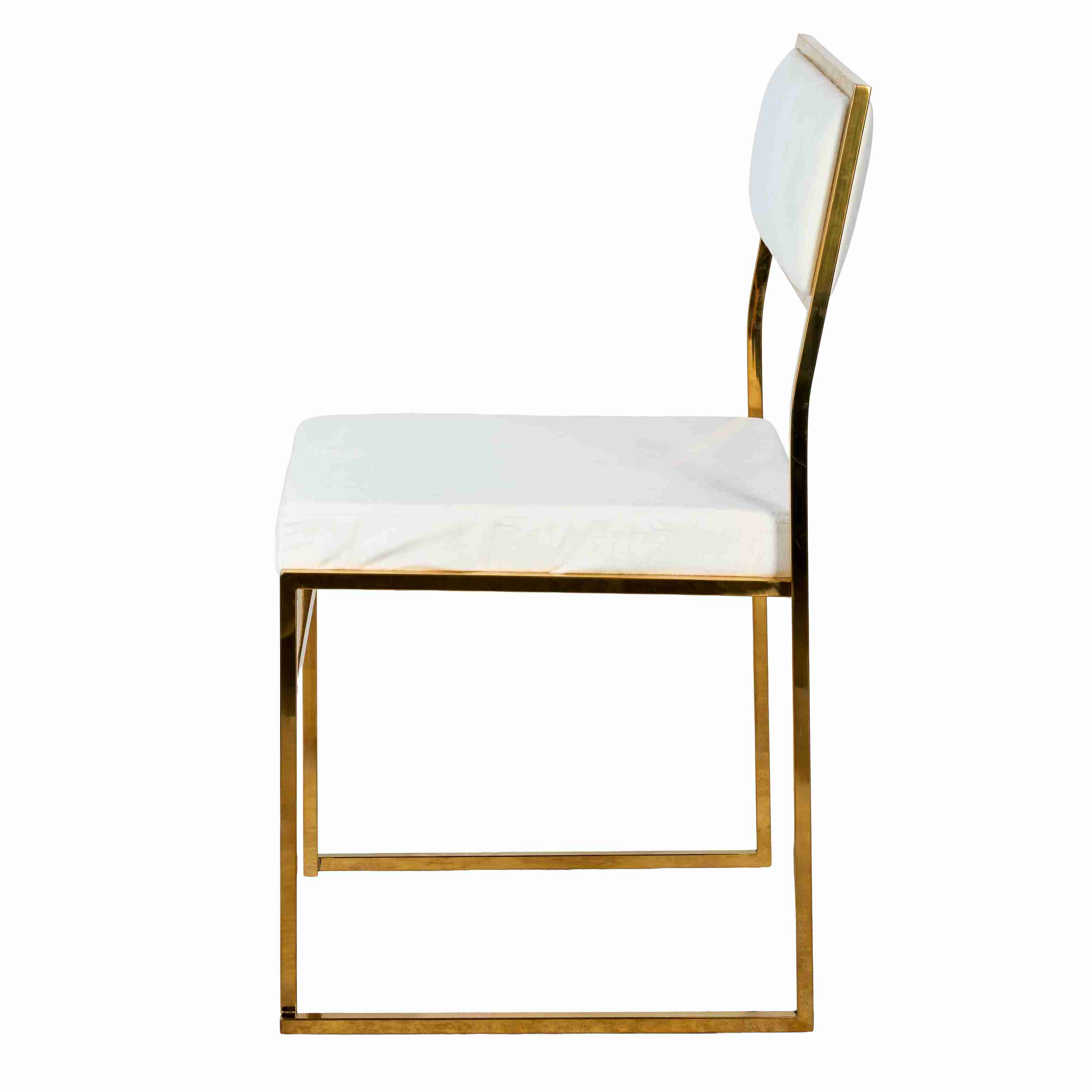 Chivari Melissa Chair in Gold Stainless Steel Frame with White Cushion Seat and Back CMMG-WHI-KIT-AX