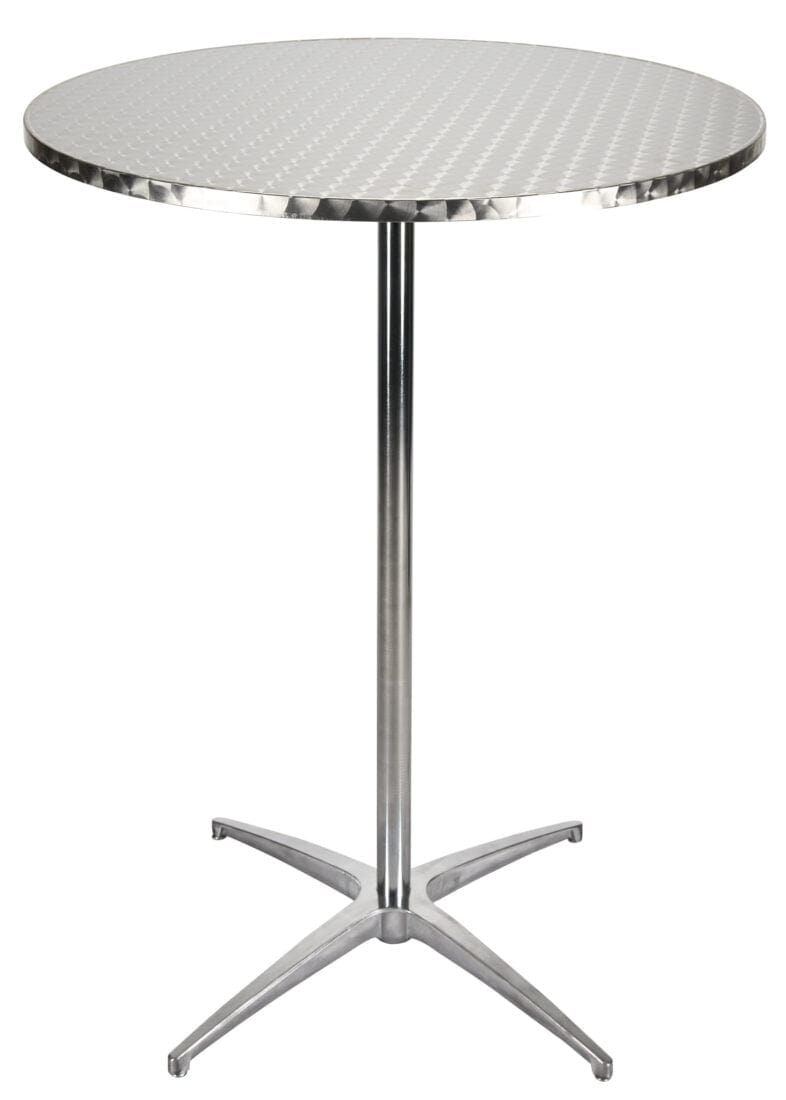 Chivari 12 Stainless Steel 32" (2.67 Foot) Round Cocktail Table Kits + Cocktail Table Cart CART116HG-RD32SS-12