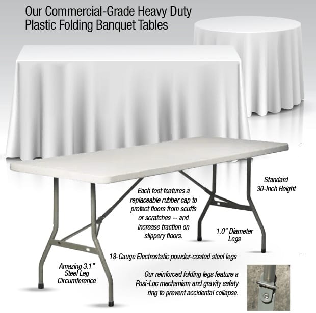 Chivari 72" x 30" (6 Foot) Rectangle Heavy Duty Plastic Folding Table TPLSRT7230-AX1-T