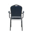 Chivari Navy Blue Vinyl Silver Vein Steel Frame Crown Back Banquet Chair with Arms CQCAVBLU-ZF-T