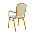 Chivari Ivory Vinyl Gold Frame Crown Back Banquet Chair with Arms CQCAVI-ZF-T