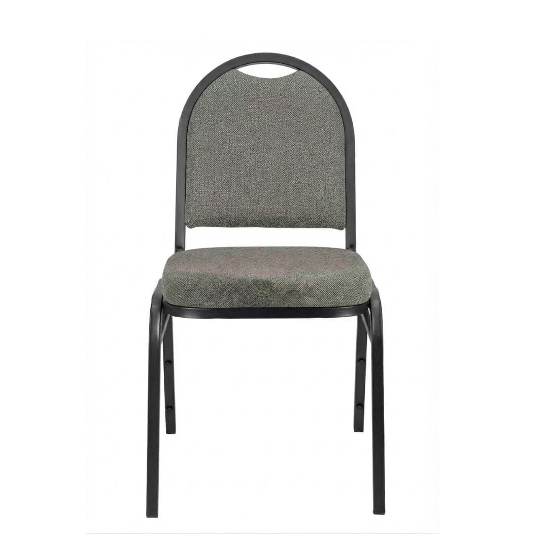 Chivari Black Dome Back Banquet Chair with  2.5" Charcoal Gray Fabric Cushion CQDFGRY-ZF-T