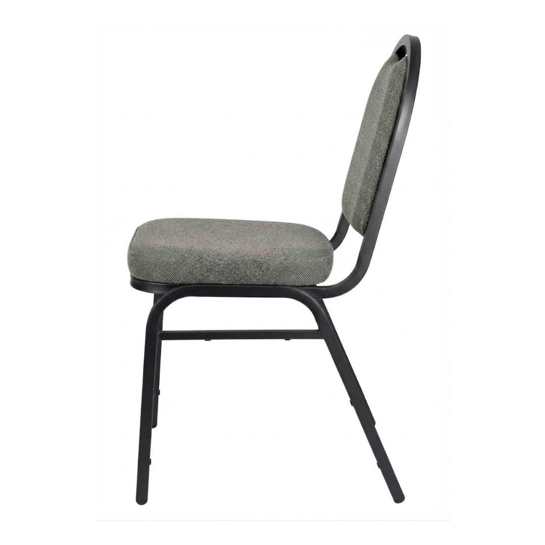 Chivari Black Dome Back Banquet Chair with  2.5" Charcoal Gray Fabric Cushion CQDFGRY-ZF-T