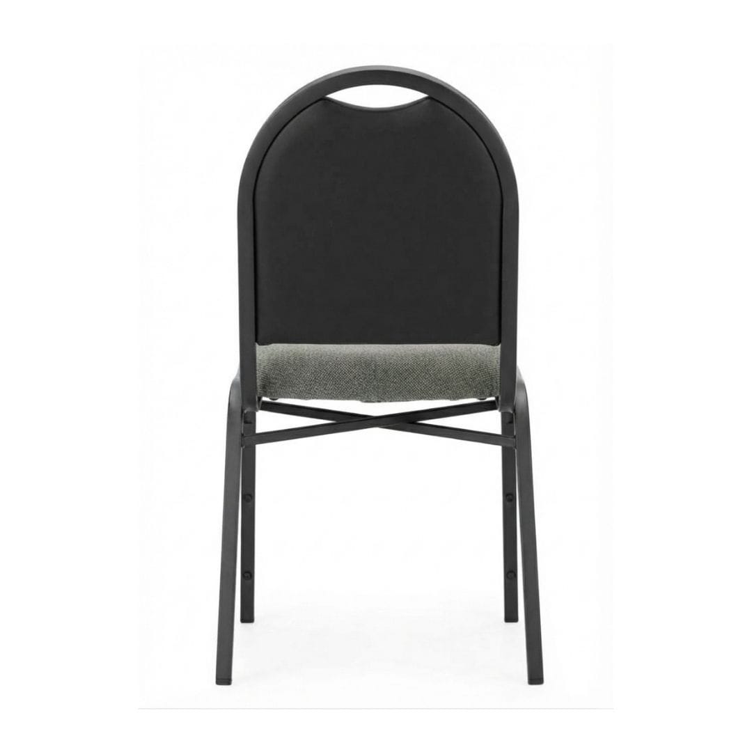 Chivari Black Dome Back Banquet Chair with  2.5" Charcoal Gray Fabric Cushion CQDFGRY-ZF-T