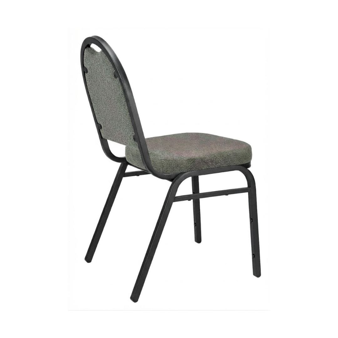 Chivari Black Dome Back Banquet Chair with  2.5" Charcoal Gray Fabric Cushion CQDFGRY-ZF-T