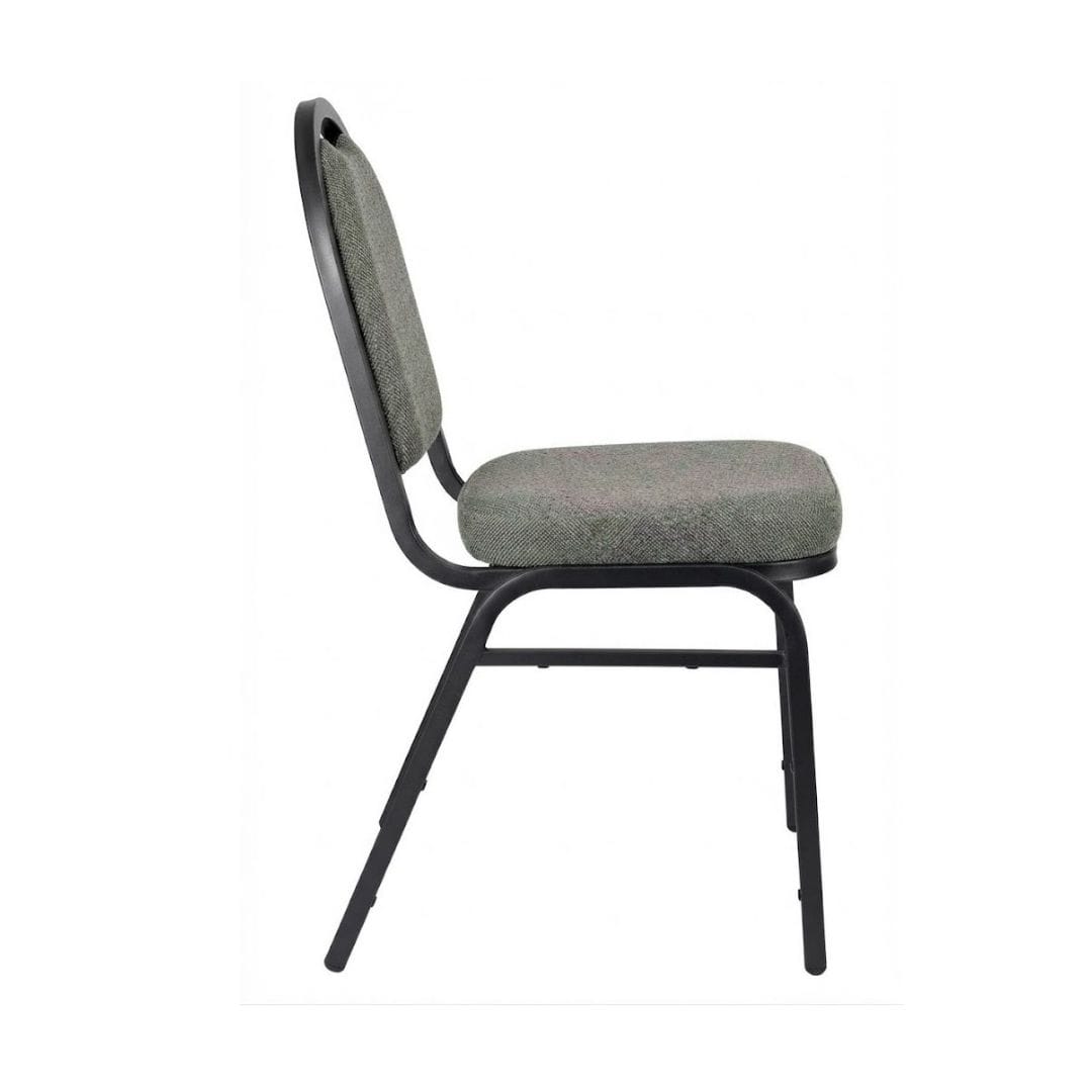 Chivari Black Dome Back Banquet Chair with  2.5" Charcoal Gray Fabric Cushion CQDFGRY-ZF-T