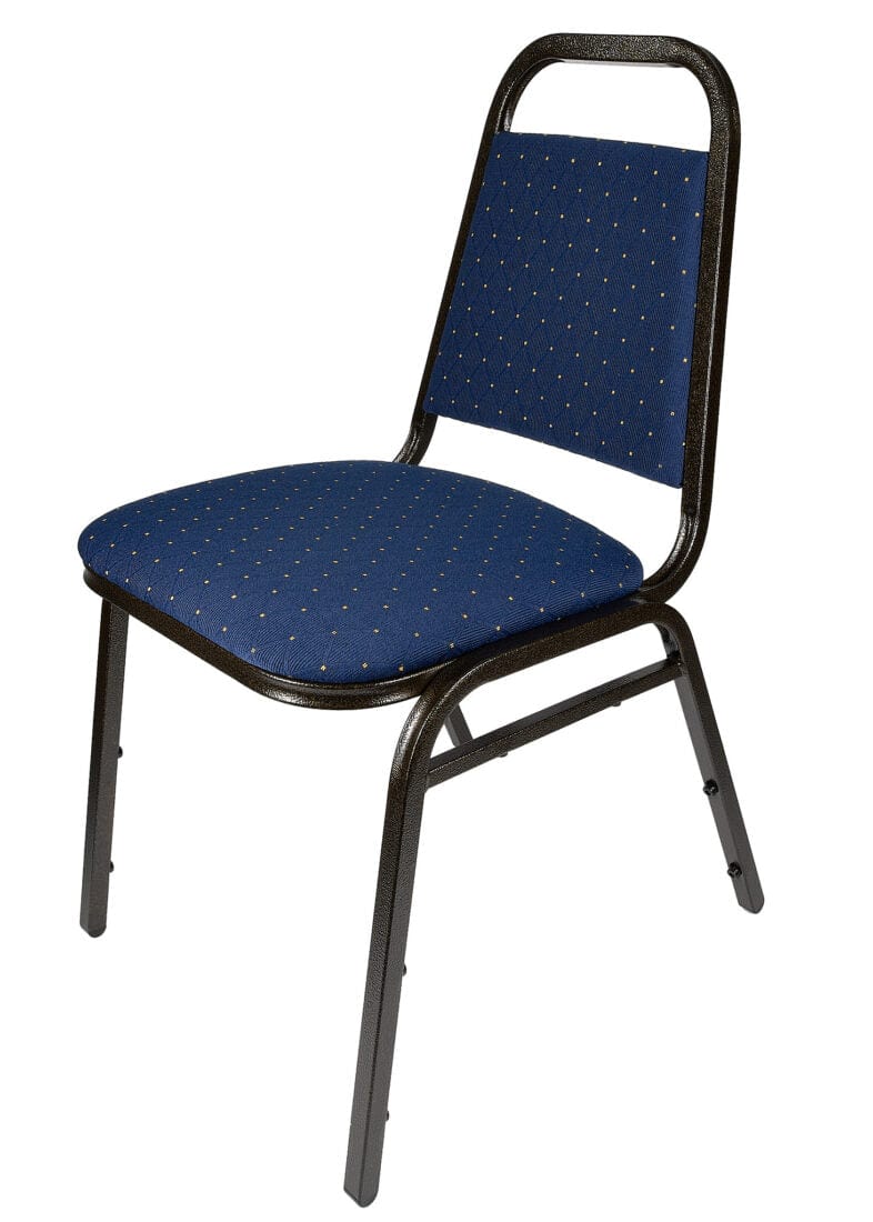 Chivari Navy Blue with Gold Dot Fabric Gold Vein Steel Frame Trapezoid Back 34" Banquet Chair CQTFBLU4-ZF-T