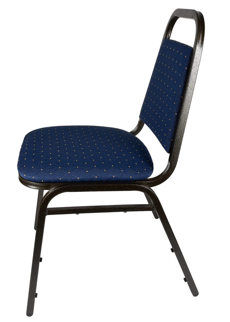 Chivari Navy Blue with Gold Dot Fabric Gold Vein Steel Frame Trapezoid Back 34" Banquet Chair CQTFBLU4-ZF-T