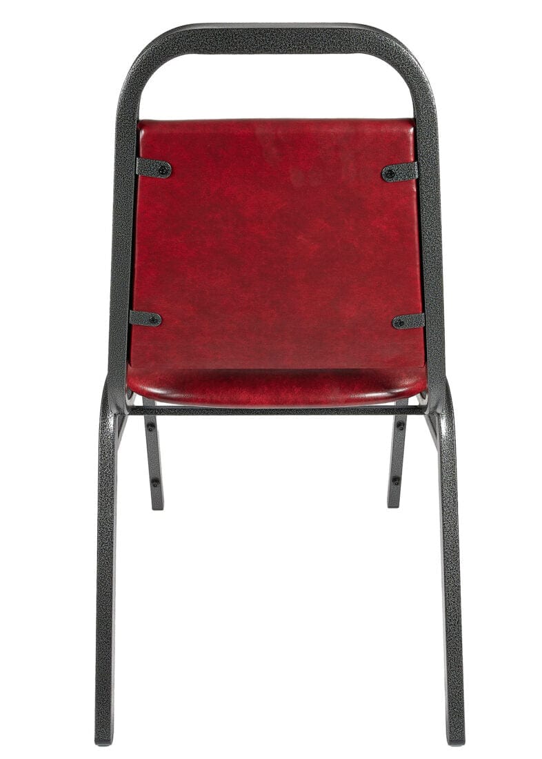 Chivari Burgundy Vinyl Silver Vein Steel Frame Trapezoid Back 34" Banquet Chair CQTVBU4-ZF-T