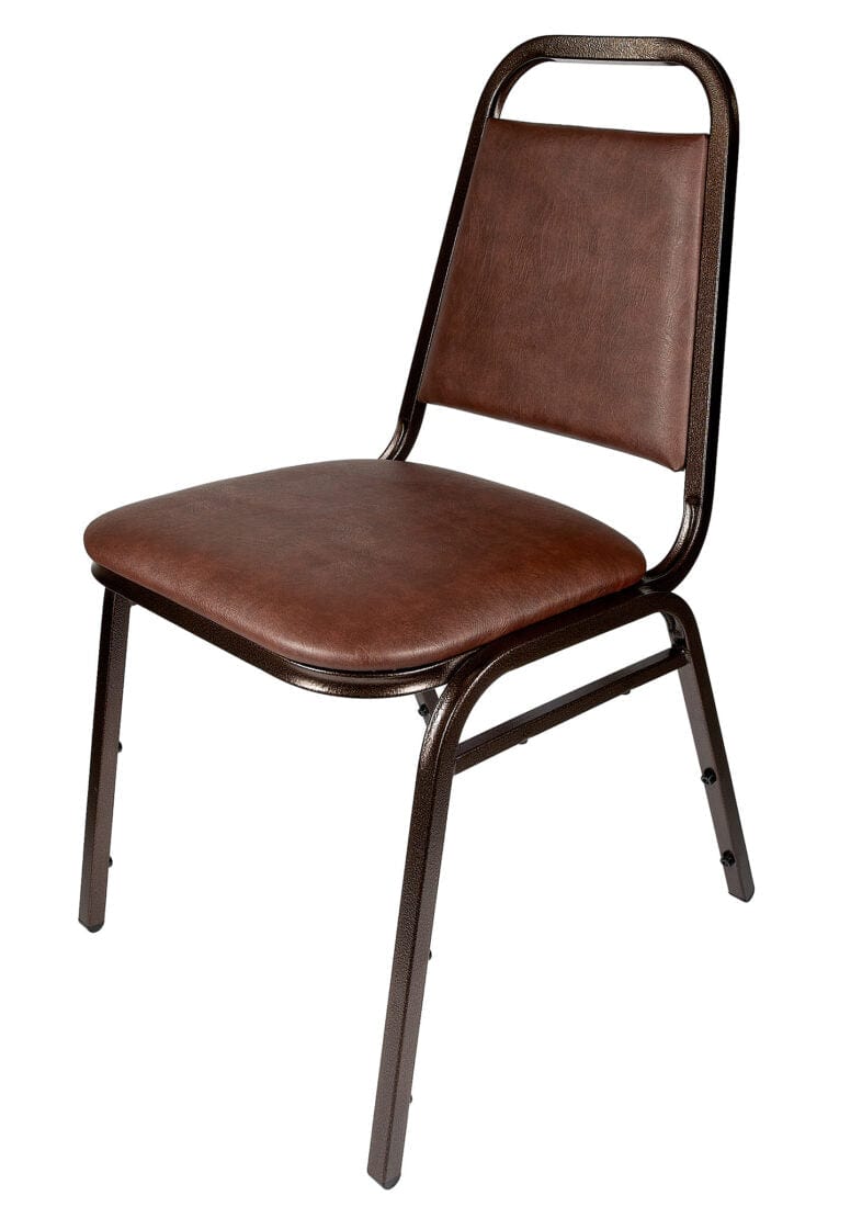 Chivari Brown Vinyl Copper Vein Steel Frame Trapezoid Back 34" Banquet Chair CQTVBR4-ZF-T