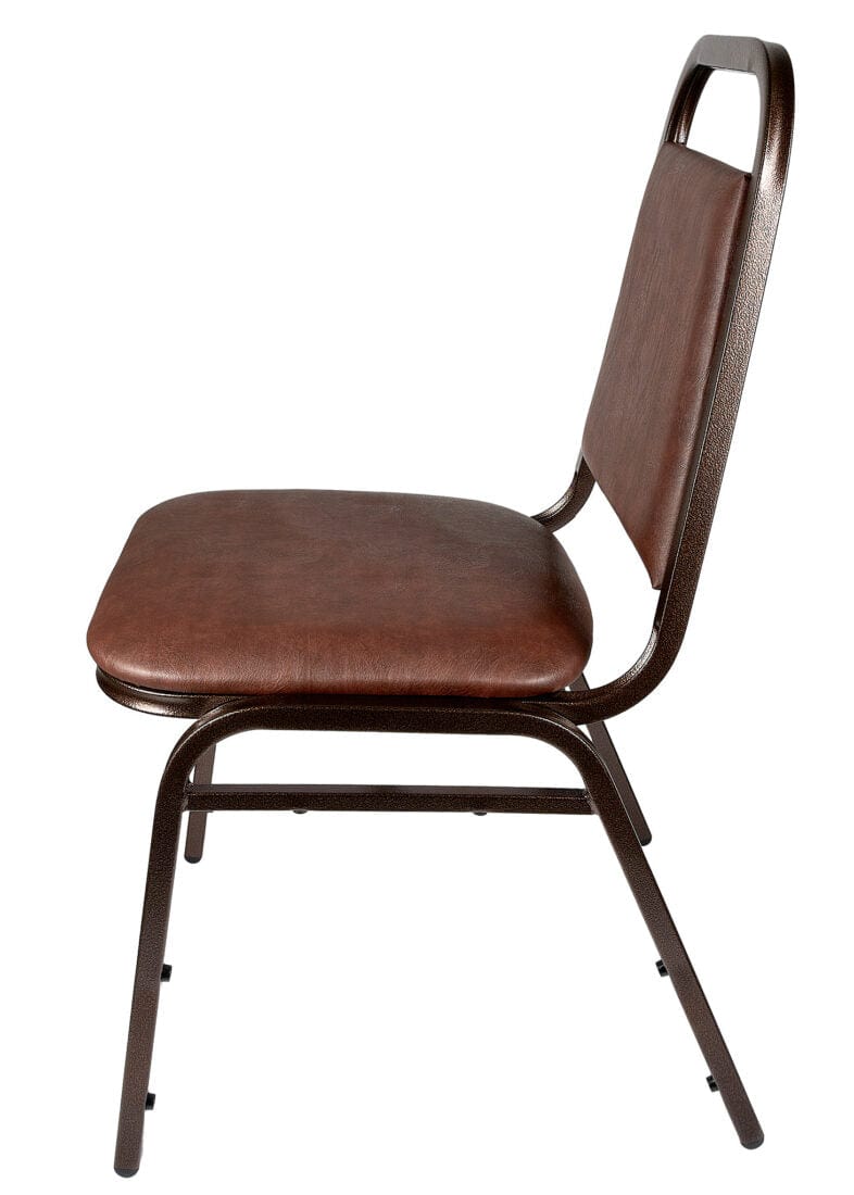 Chivari Brown Vinyl Copper Vein Steel Frame Trapezoid Back 34" Banquet Chair CQTVBR4-ZF-T