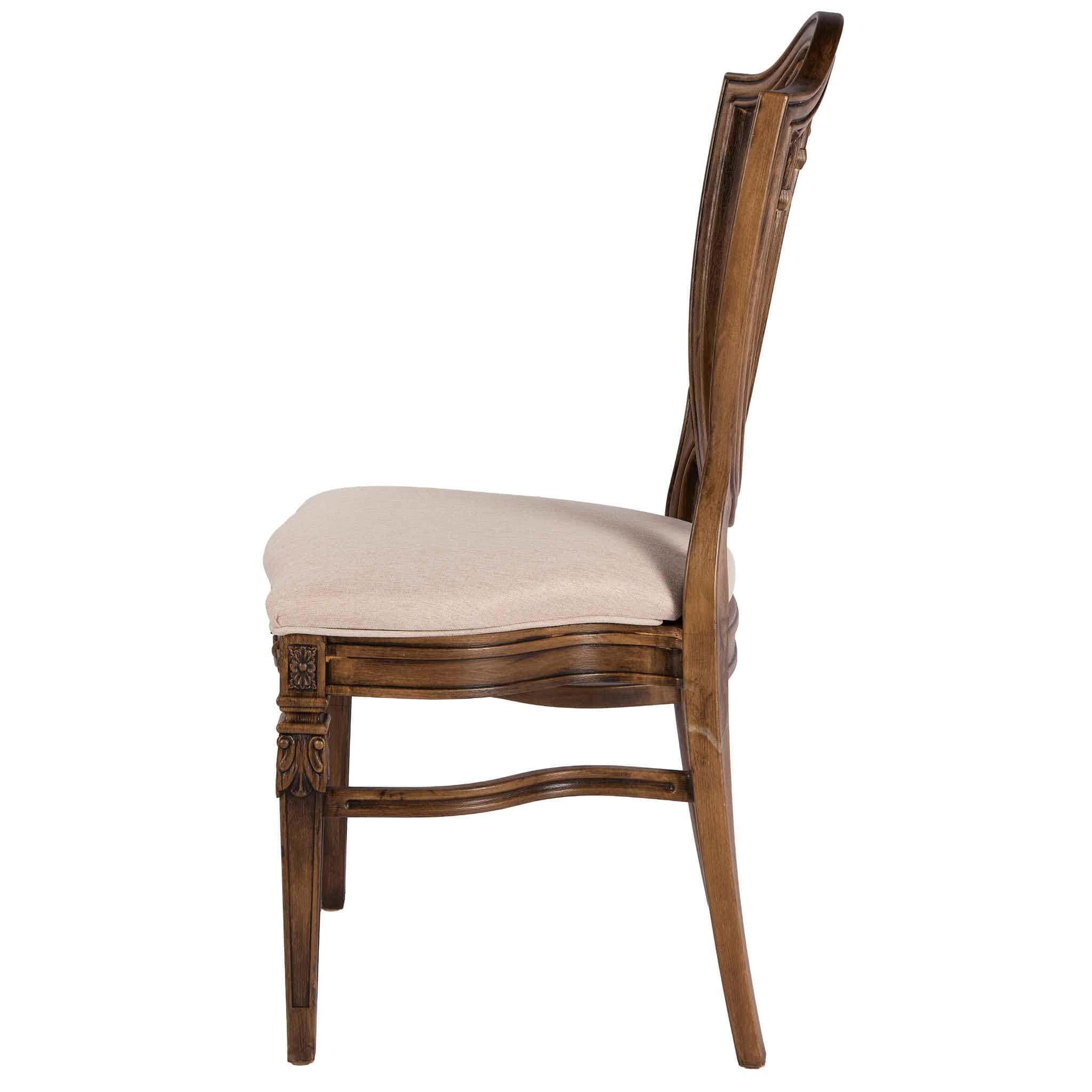 Chivari Rustic Fruitwood Regal Resin Chair with Beige Linen Seat Pad CRGRRF-ZG-T