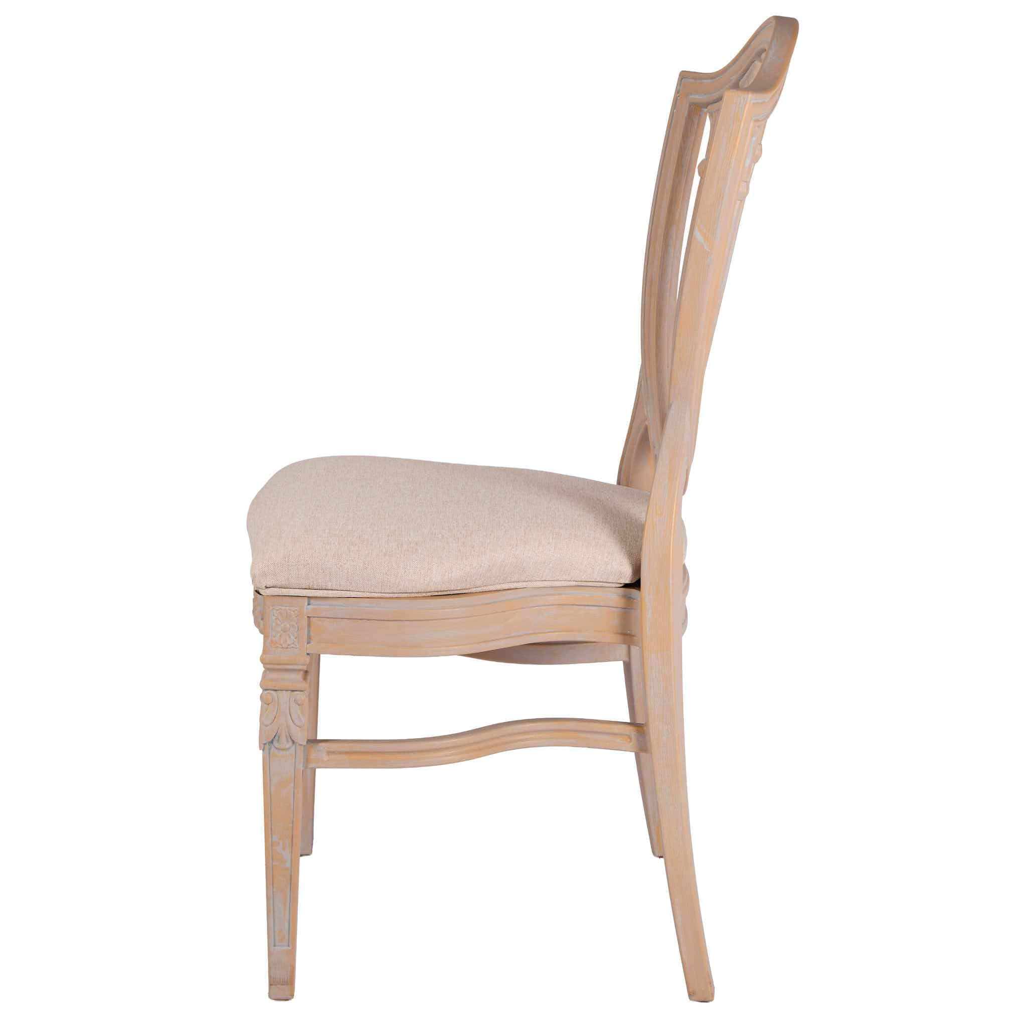 Chivari Rustic Smoke Regal Resin Chair with Beige Linen Seat Pad CRGRRS-ZG-T