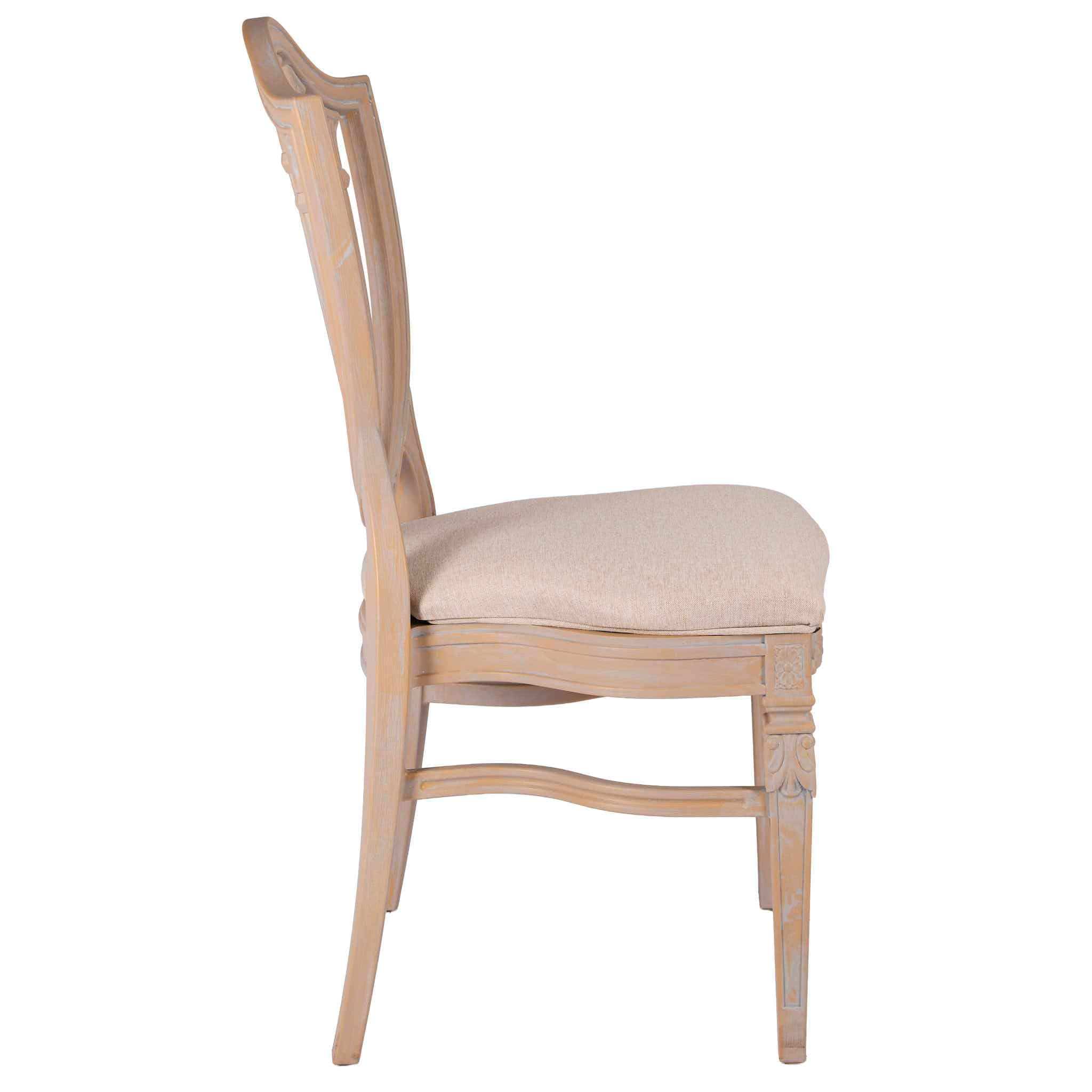 Chivari Rustic Smoke Regal Resin Chair with Beige Linen Seat Pad CRGRRS-ZG-T
