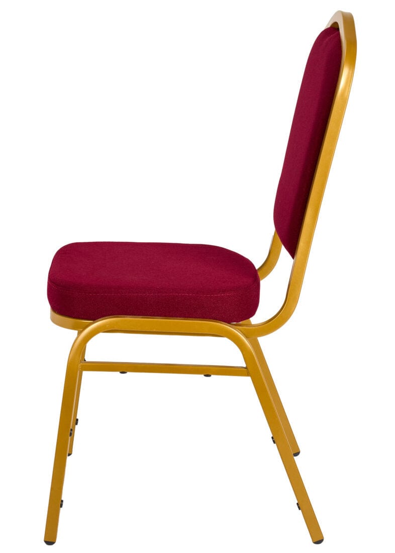 Chivari Burgundy Fabric on Gold Frame Crown Back Banquet Chair CQCFBUG-ZF-T