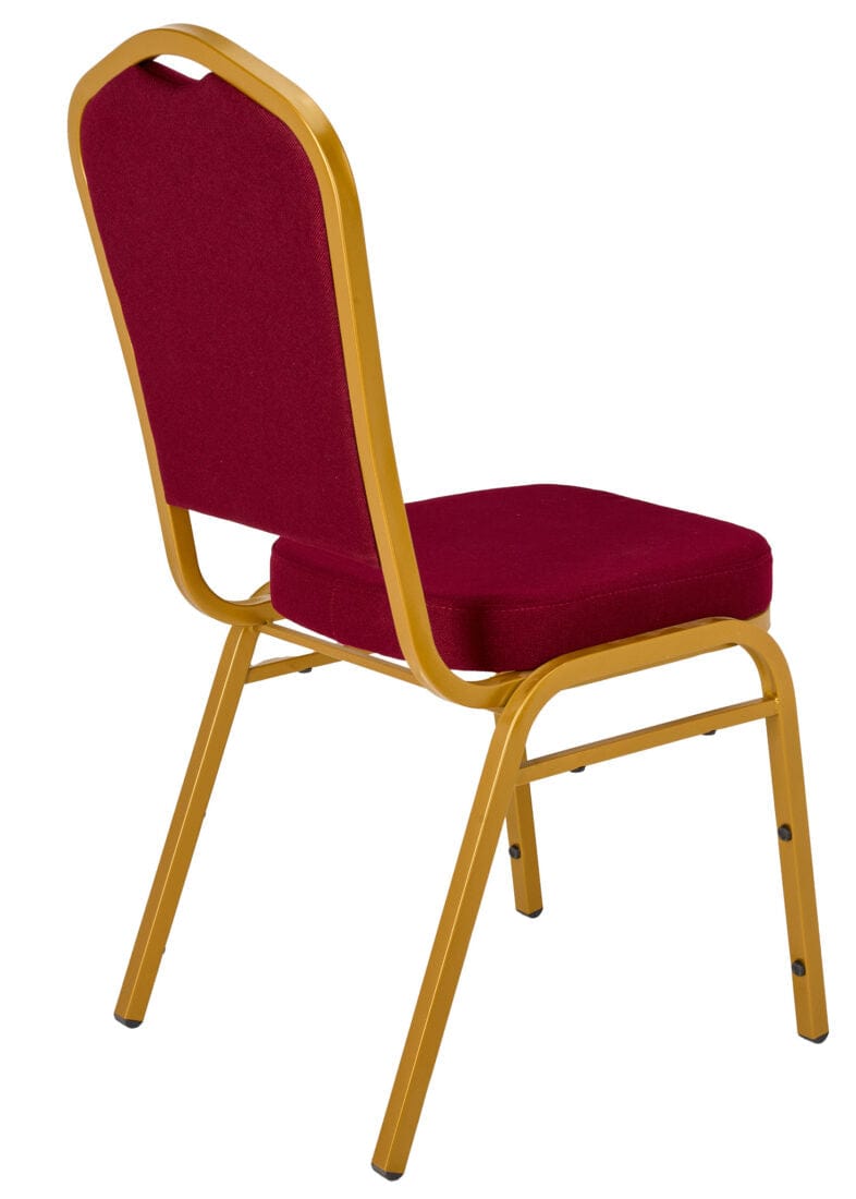 Chivari Burgundy Fabric on Gold Frame Crown Back Banquet Chair CQCFBUG-ZF-T