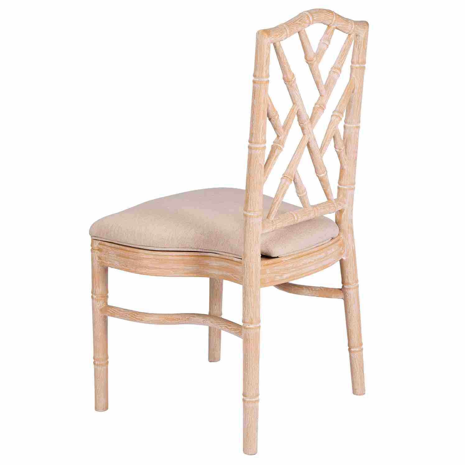 Chivari Natural Whitewash Ritz Resin Chair with Beige Linen Seat CRZRNW-ZG