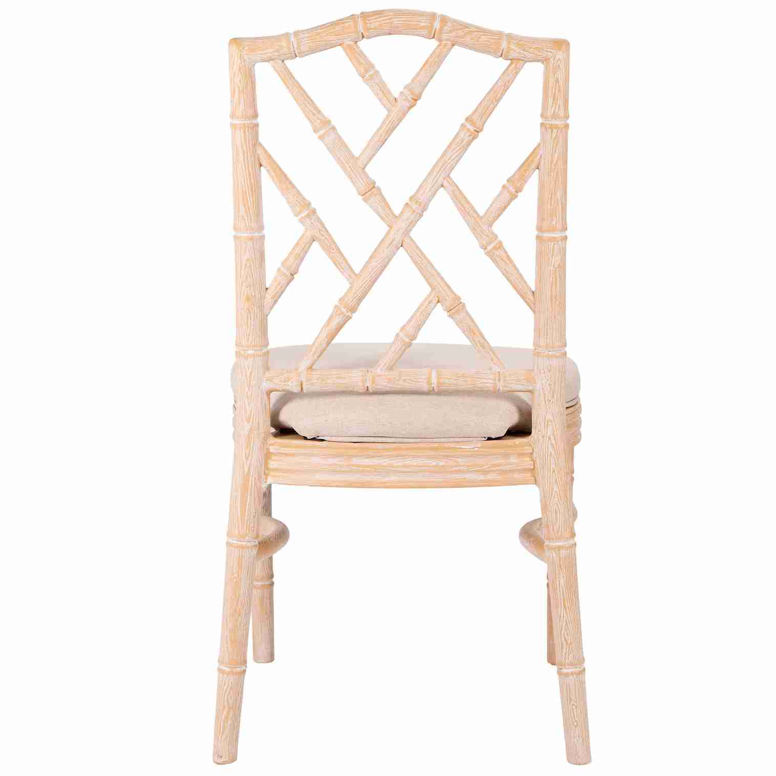 Chivari Natural Whitewash Ritz Resin Chair with Beige Linen Seat CRZRNW-ZG