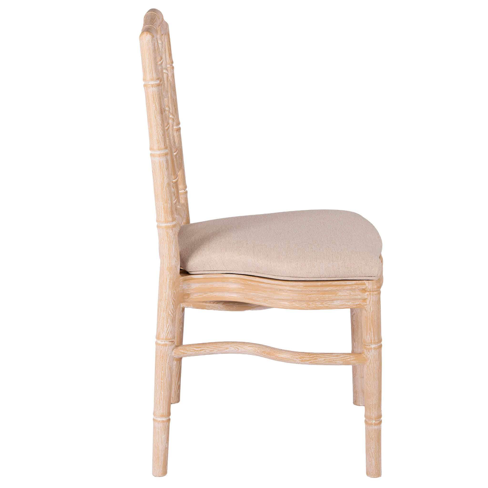 Chivari Natural Whitewash Ritz Resin Chair with Beige Linen Seat CRZRNW-ZG