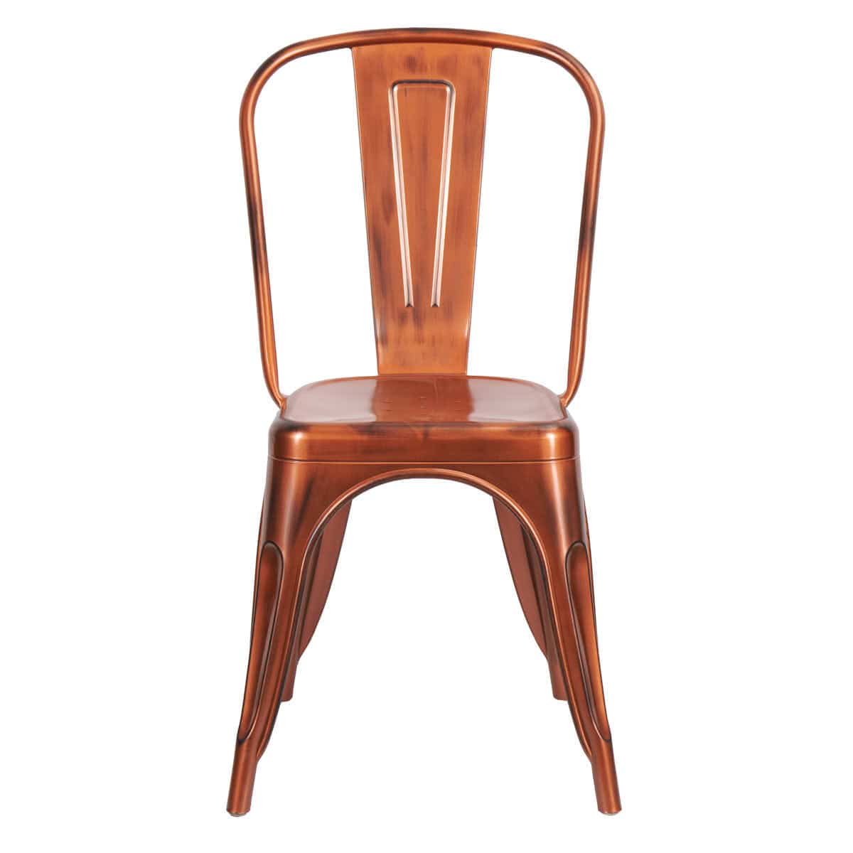 Chivari Copper Finish with Black Distressed All Weather Tolix Style Resin Chair CTRC-ZG