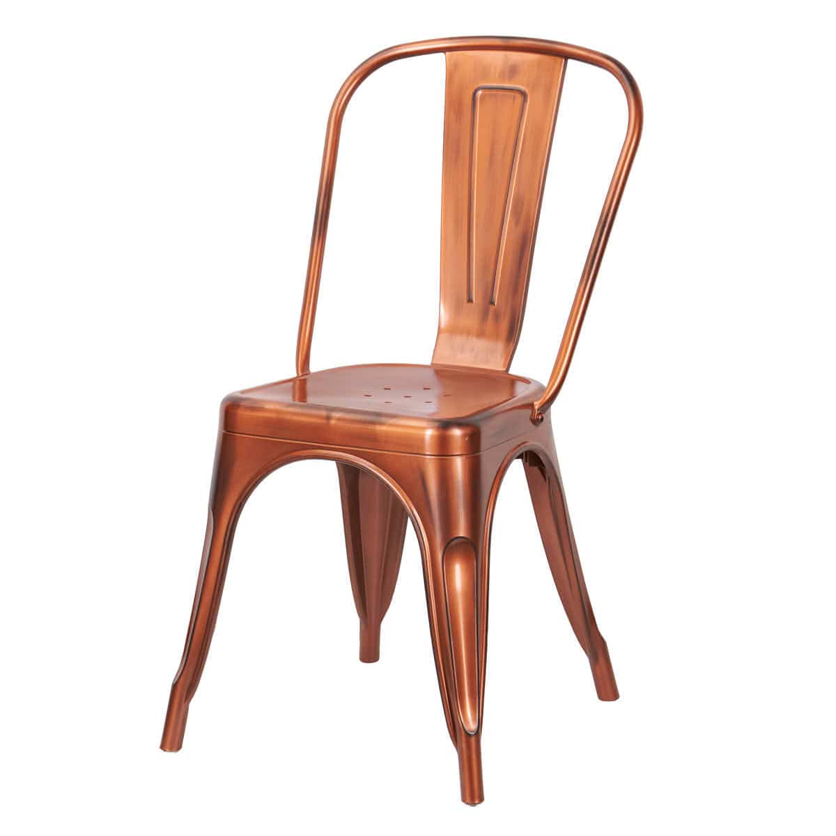 Chivari Copper Finish with Black Distressed All Weather Tolix Style Resin Chair CTRC-ZG