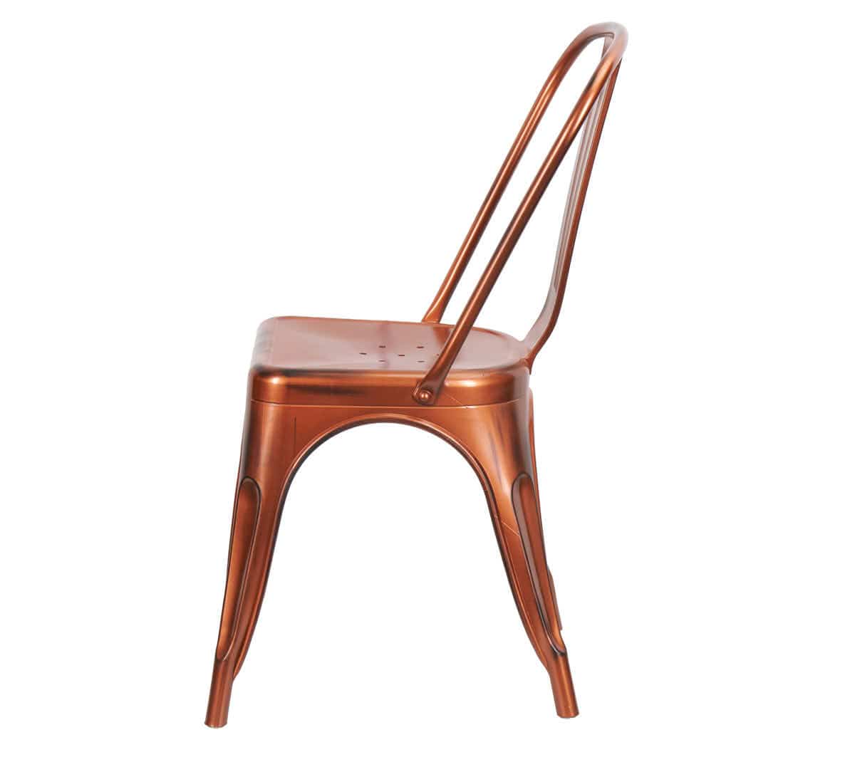 Chivari Copper Finish with Black Distressed All Weather Tolix Style Resin Chair CTRC-ZG
