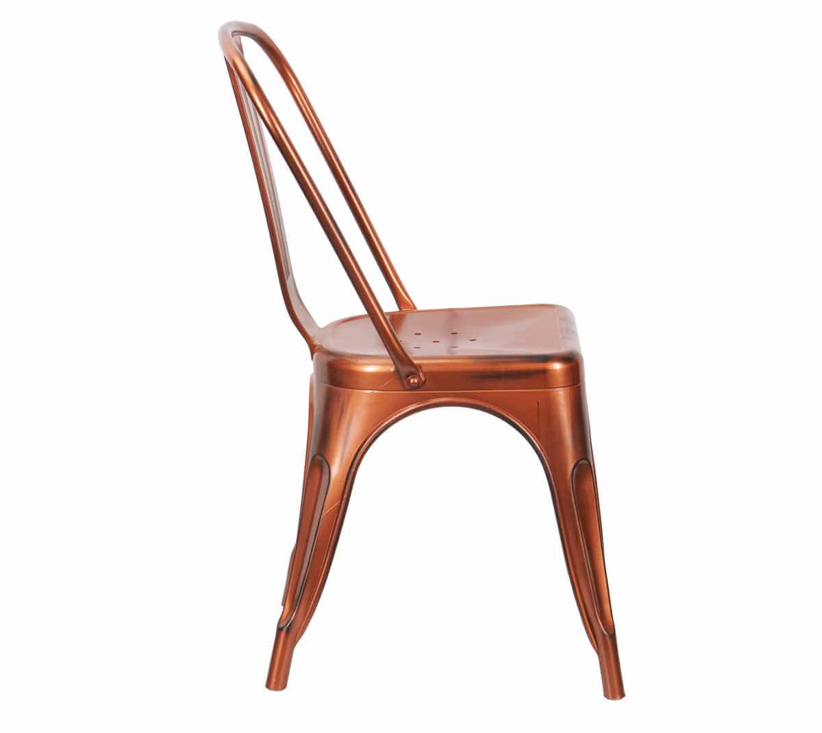 Chivari Copper Finish with Black Distressed All Weather Tolix Style Resin Chair CTRC-ZG
