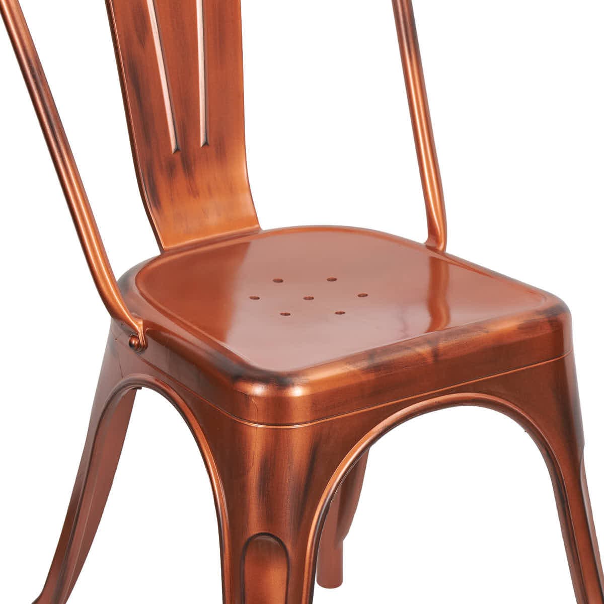 Chivari Copper Finish with Black Distressed All Weather Tolix Style Resin Chair CTRC-ZG