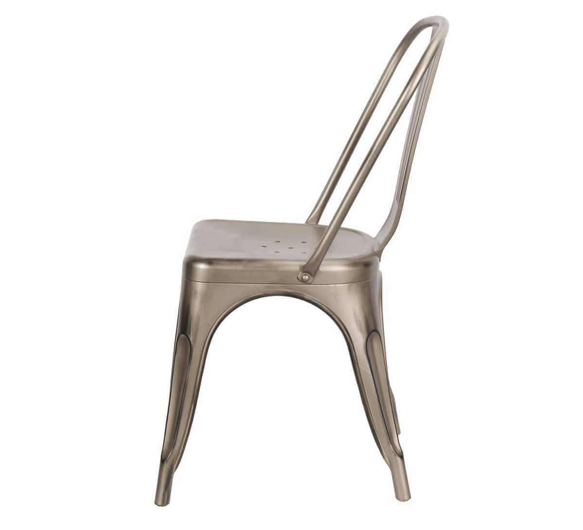 Chivari Gun Metal Finish with Black Distressed All Weather Tolix Style Resin Chair CTRGM-ZG