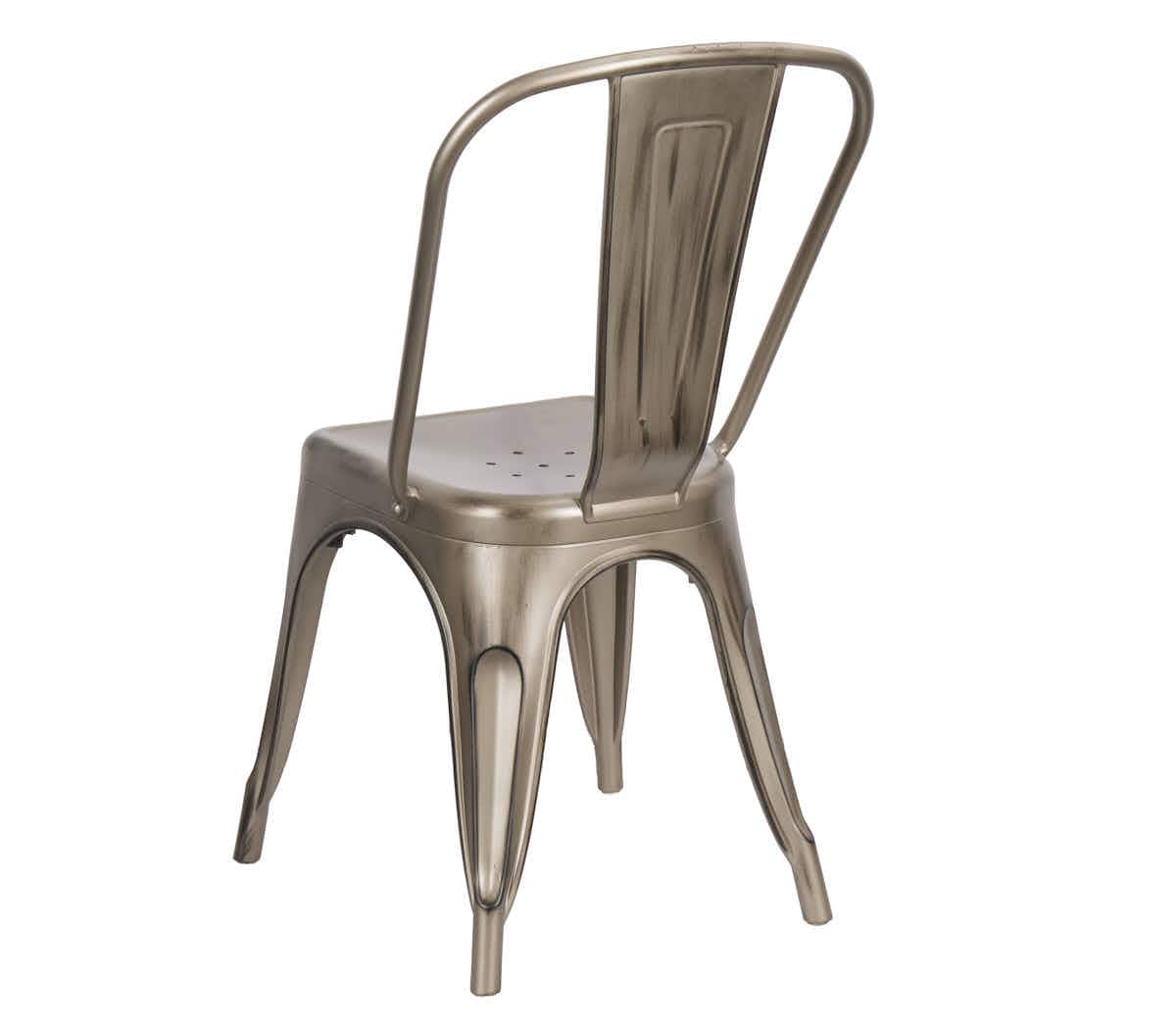 Chivari Gun Metal Finish with Black Distressed All Weather Tolix Style Resin Chair CTRGM-ZG