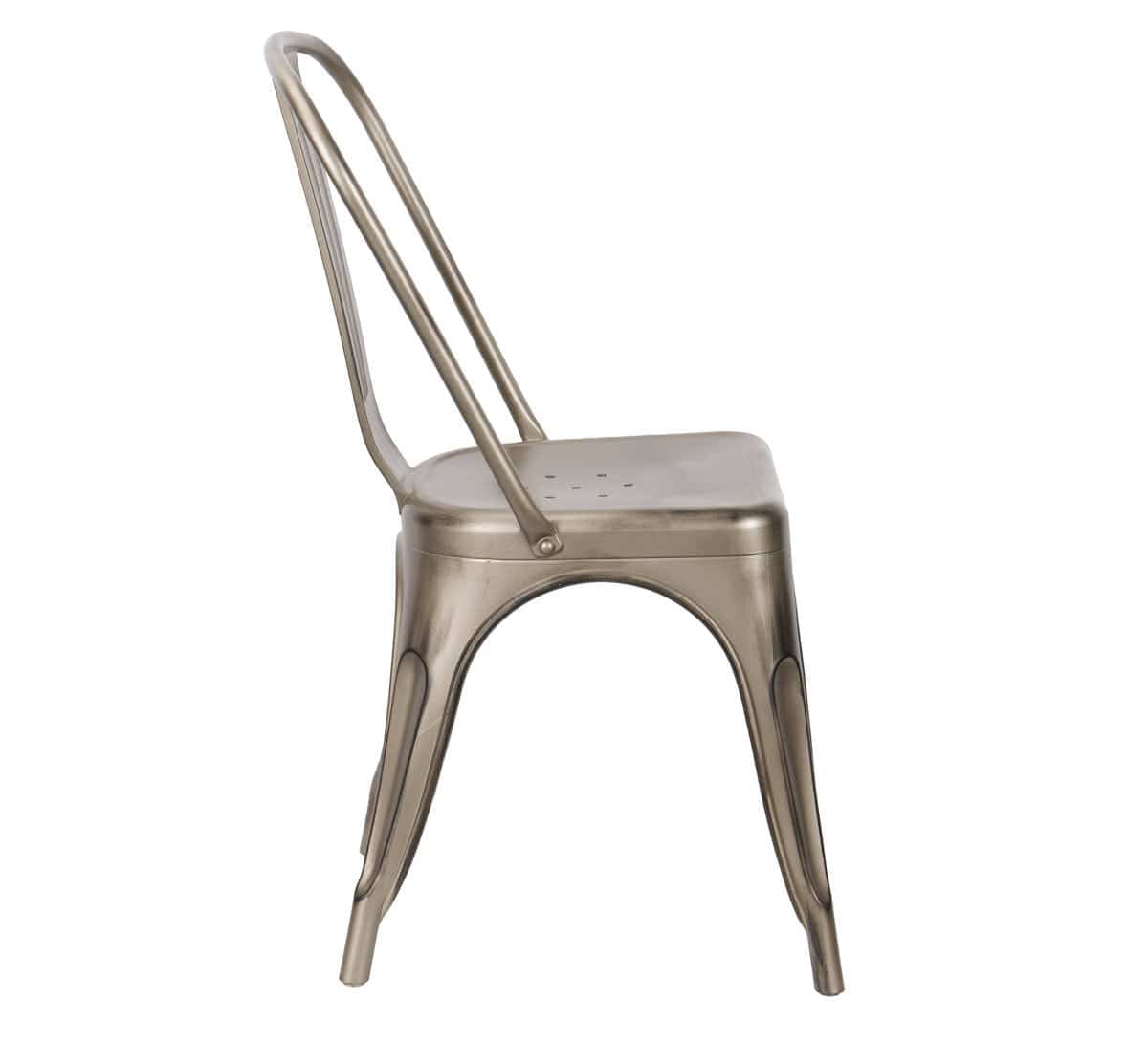 Chivari Gun Metal Finish with Black Distressed All Weather Tolix Style Resin Chair CTRGM-ZG