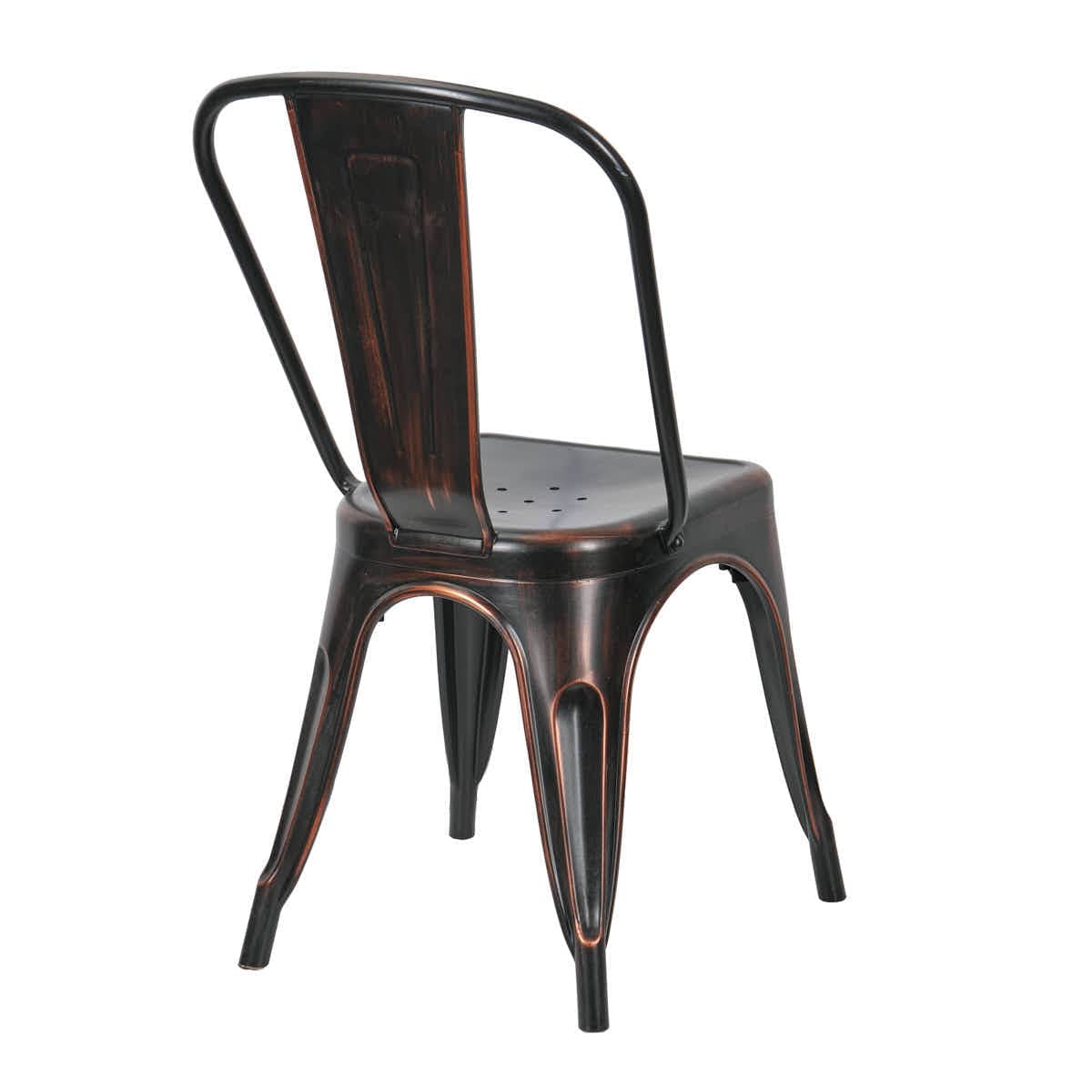 Chivari Metallic Black Finish with Copper Distressed All Weather Tolix Style Resin Chair CTRM-ZG